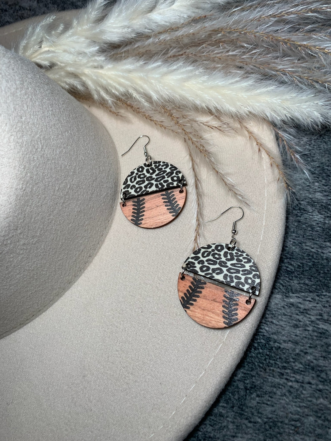Circle Leopard Baseball Earring