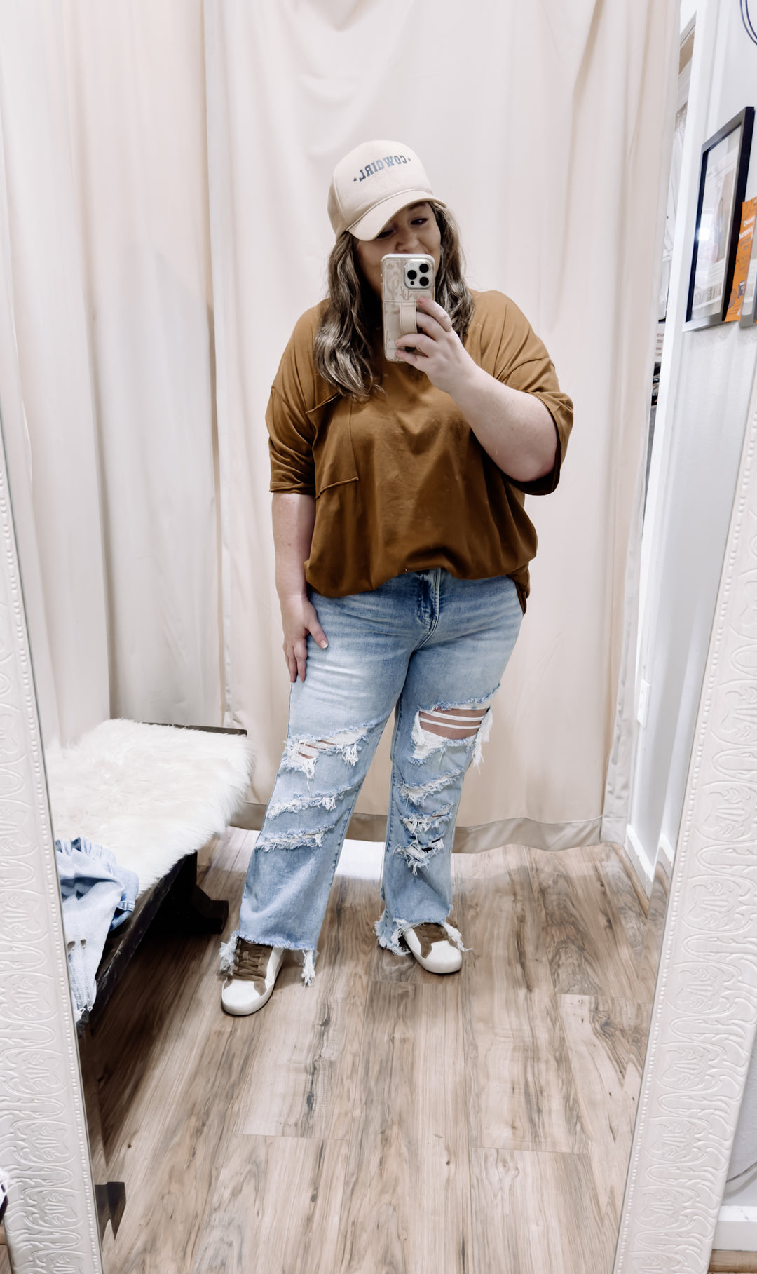Deep Camel Palmer Oversized Boyfriend Tee