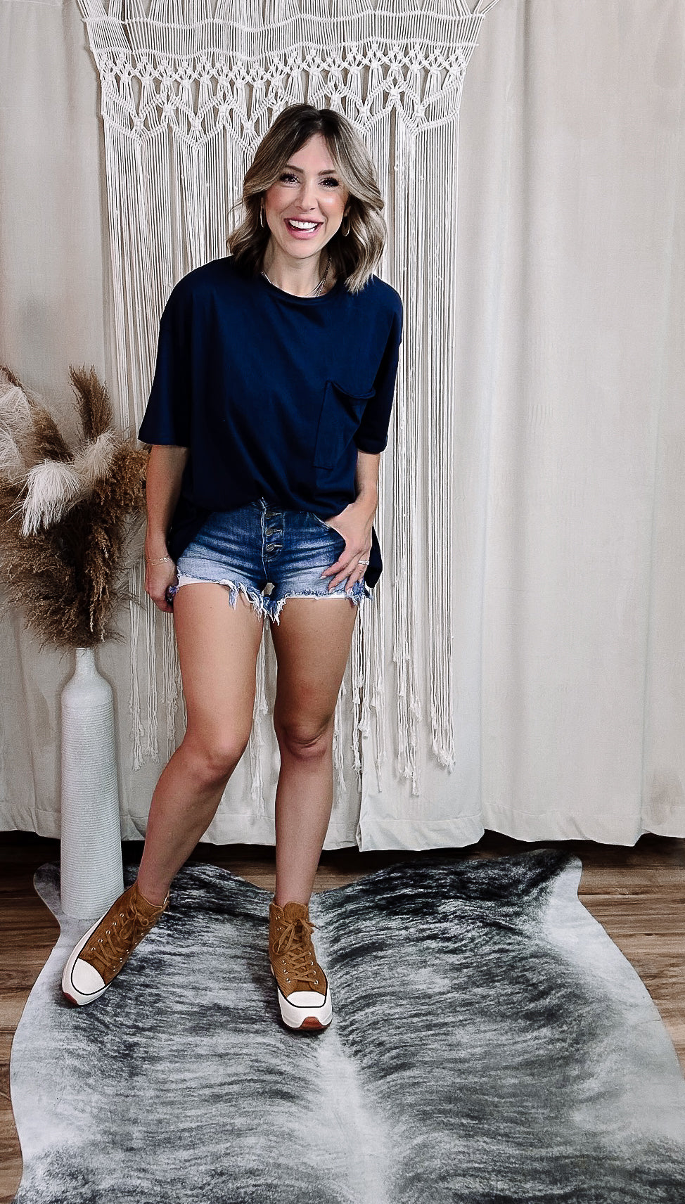 Midnight Navy Palmer Oversized Boyfriend Tee