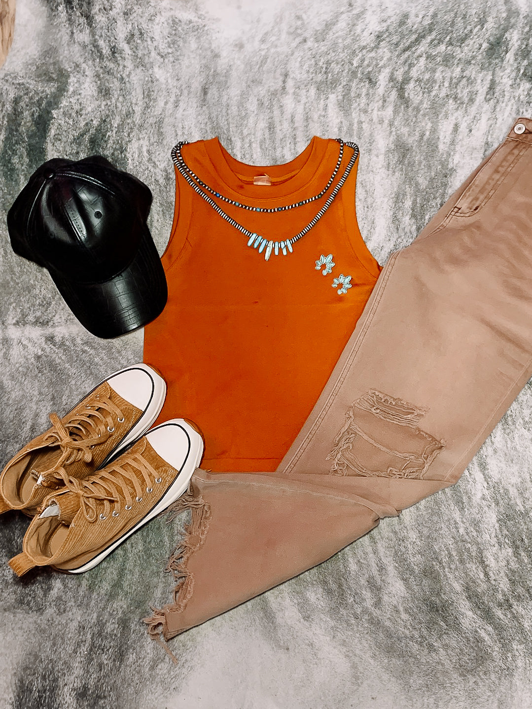 Rust Thick Banded Tank Top