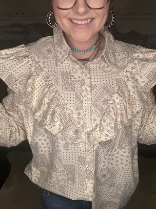 Bandana Print Ruffled Top