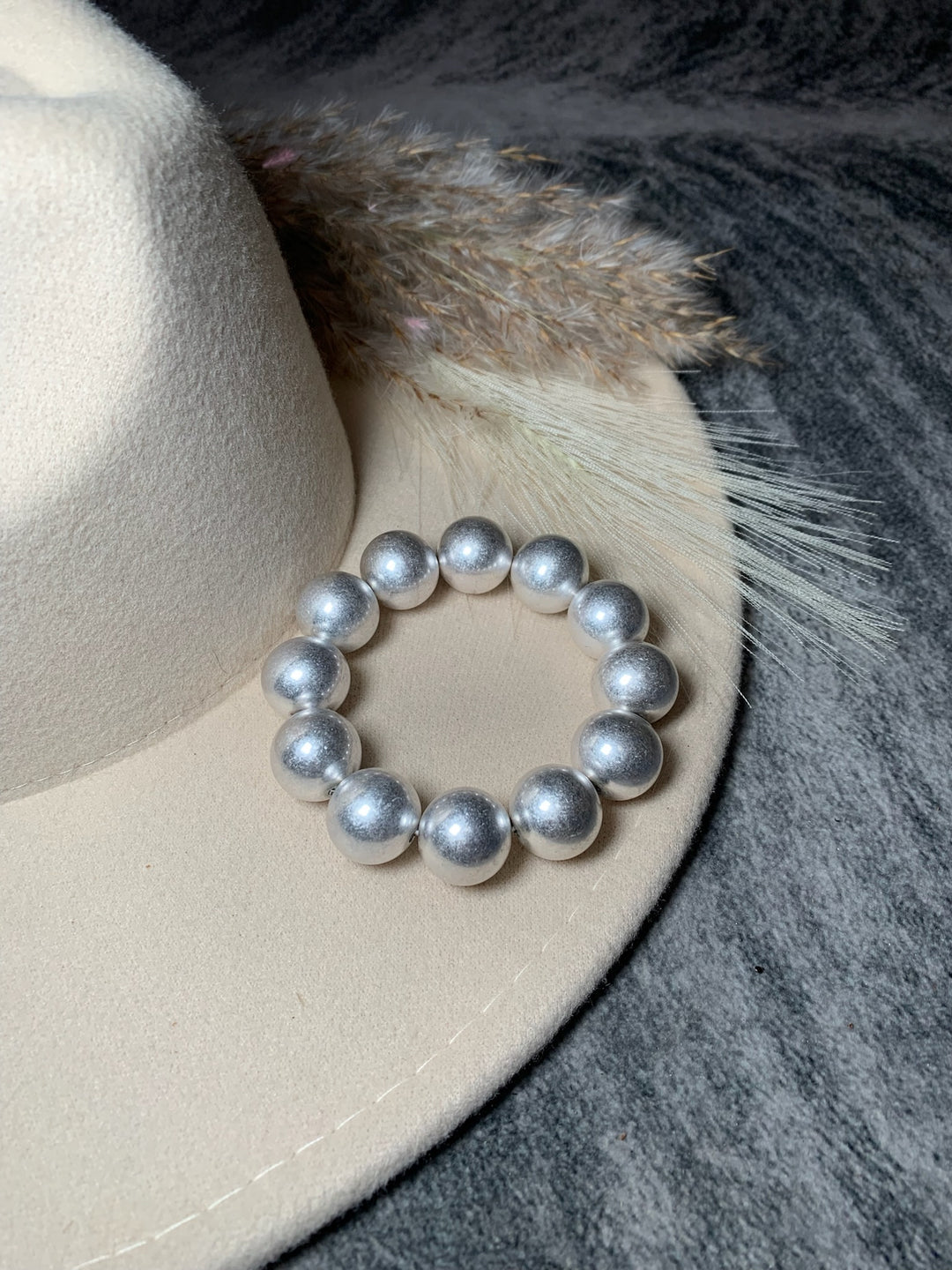 Weathered Silver Beaded Bracelet