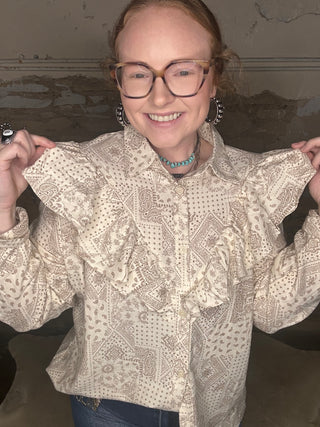 Bandana Print Ruffled Top