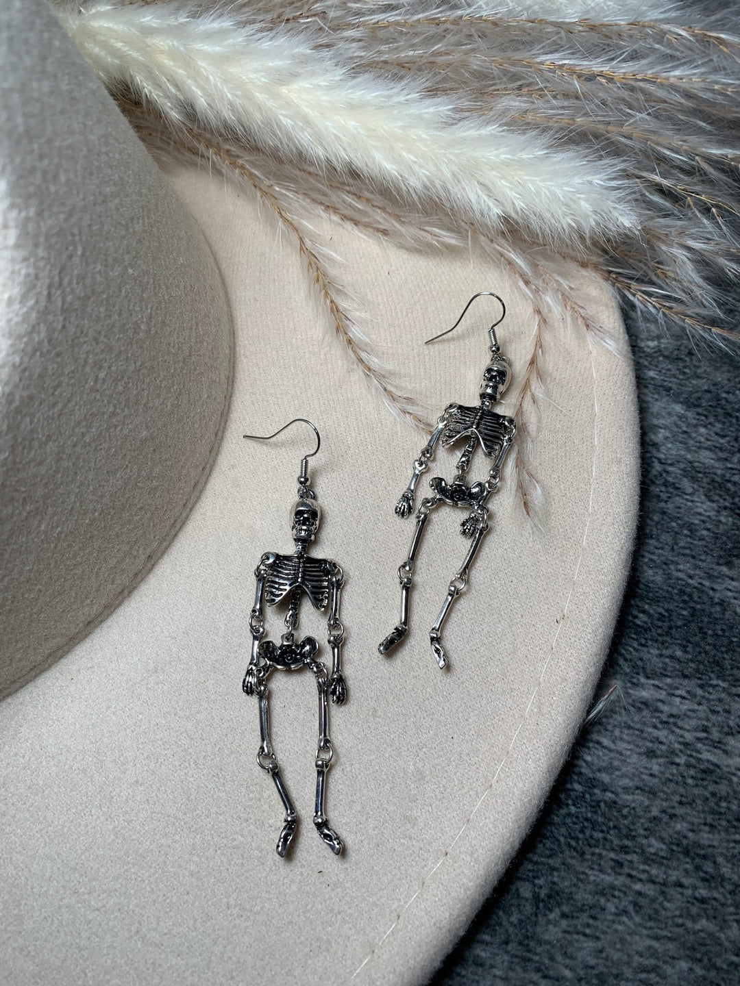 Silver Skeleton Dangle Earrings