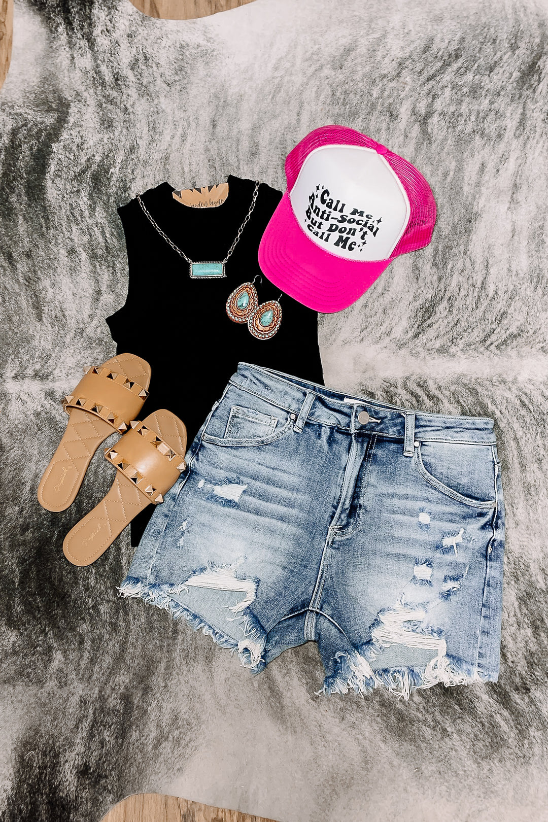Jasmine High Rise Distressed Shorts