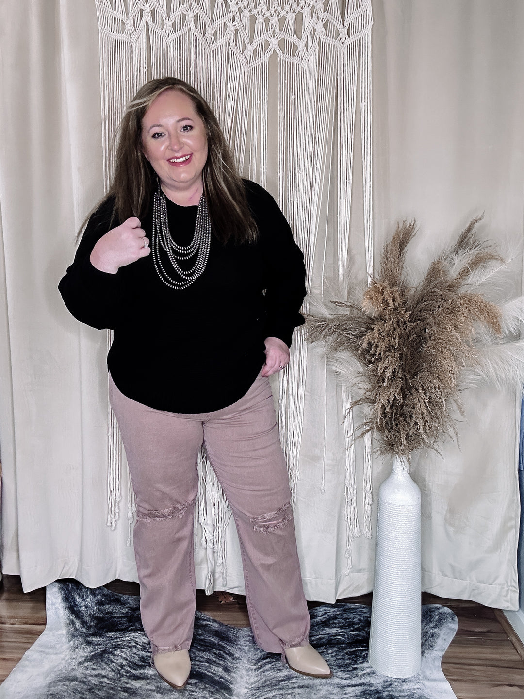 Ash Grey Camilla Curvy Hi Low Sweater
