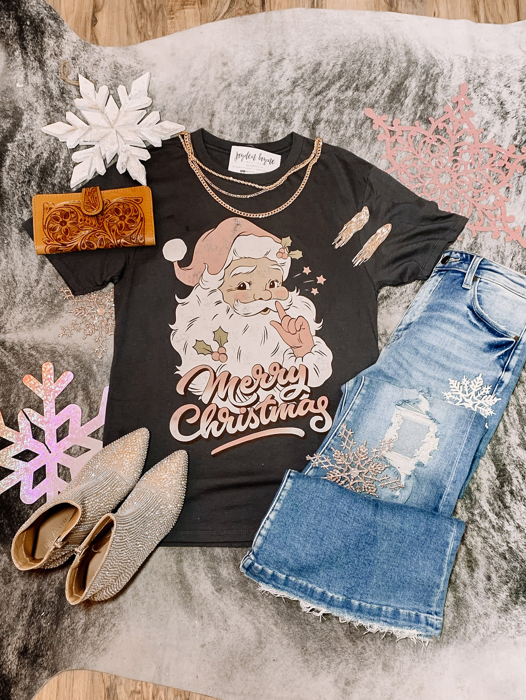 Charcoal Vintage Santa Tee