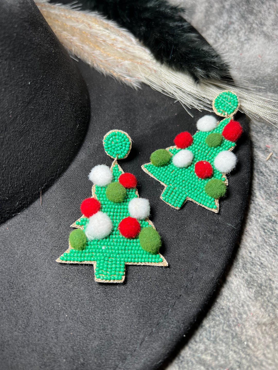 Seed Bead Christmas Tree Earring