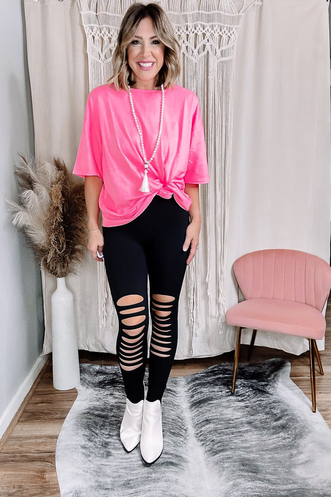 Coral Fuchsia Alivia Oversized Boyfriend Box Tee