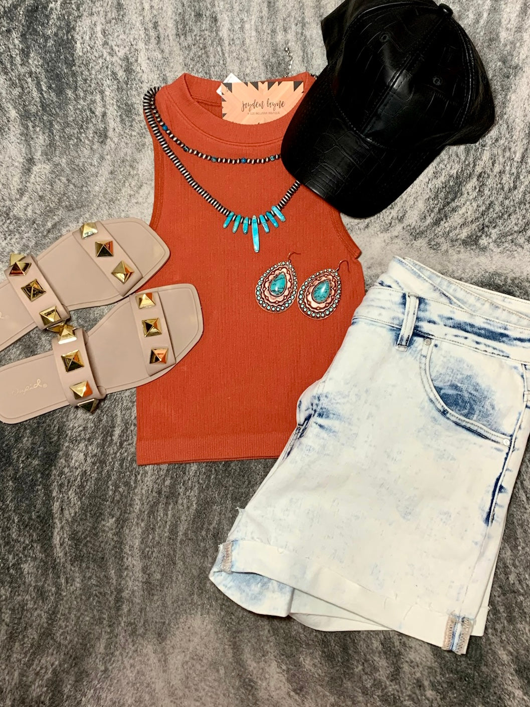 Rust Seamless High Neck Crop Tank