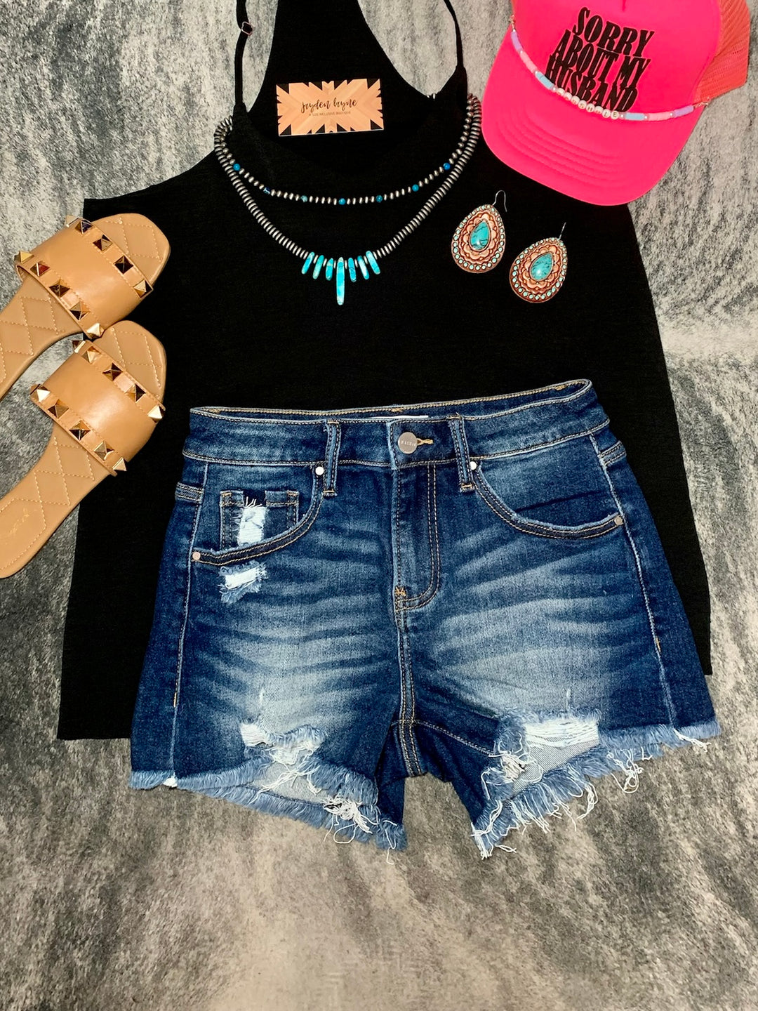 Mickey Mid Rise Distressed Shorts