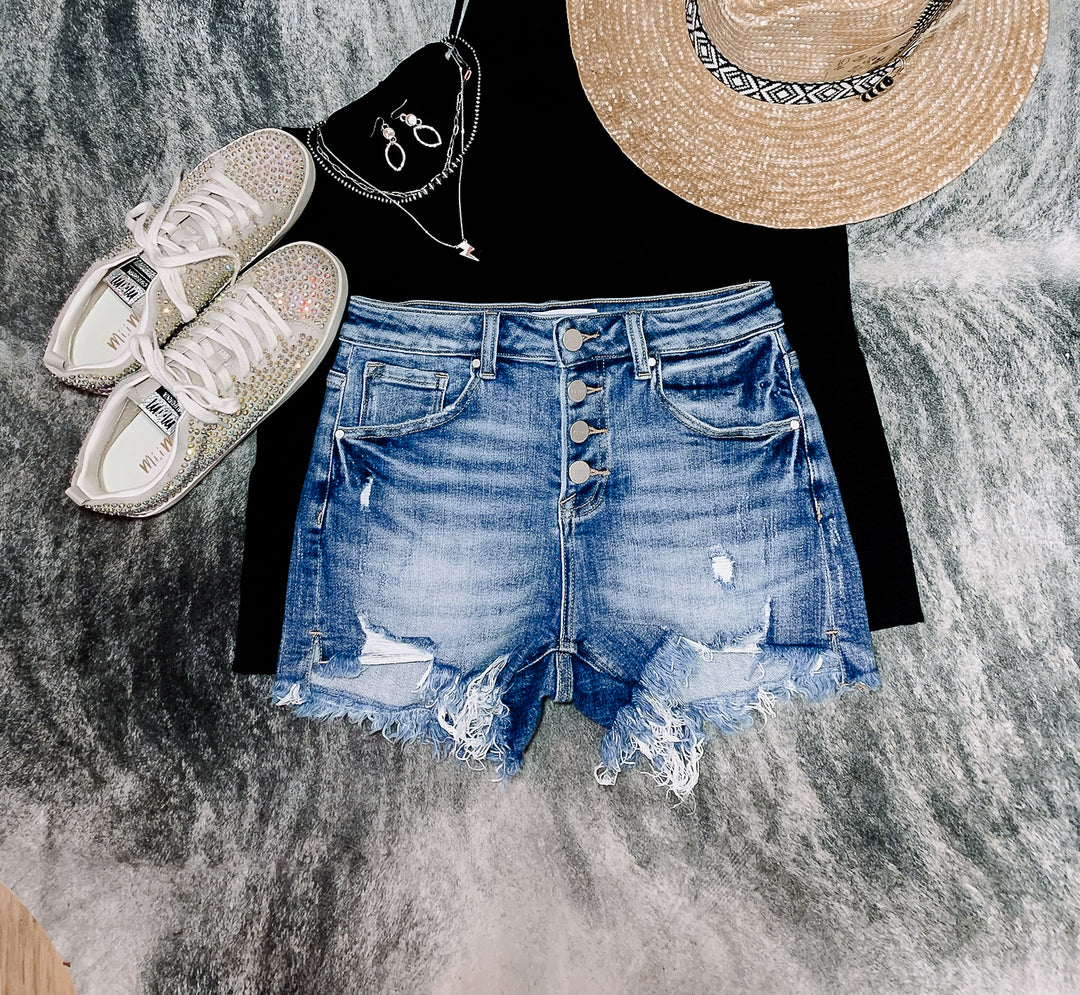 Kimmy Button Fly Denim Shorts