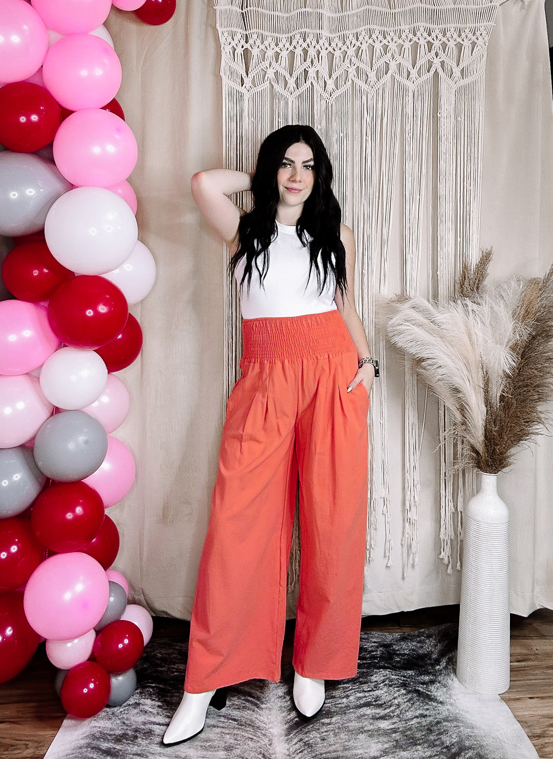 Coral Kennedy Wide Leg Linen Pants