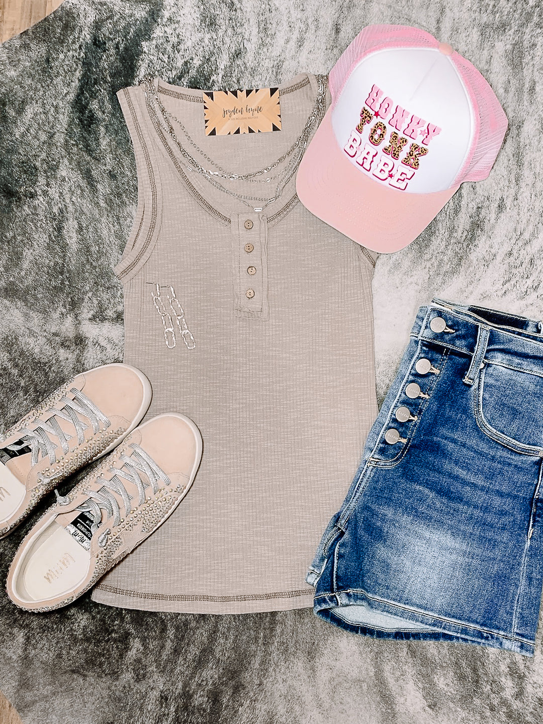 Taupe Basic Ribbed Tank