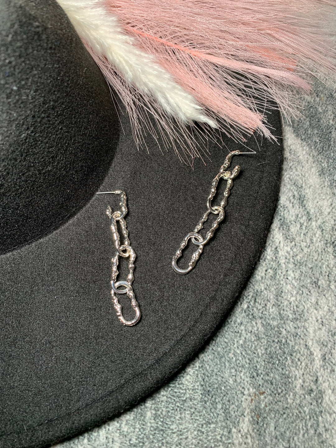 Hammered Chain Drop Earrings