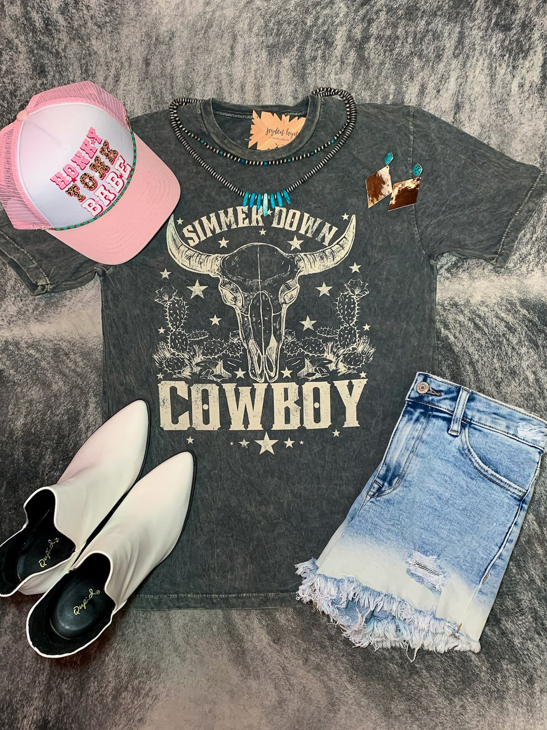 Grey Simmer Down Cowboy Mineral Wash Tee