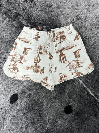 Western Elastic Waist Shorts