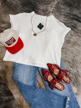 Ivory Chenille Short Sleeve Sweater