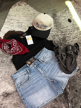 Hidden Jeans High Rise Longline Denim Shorts