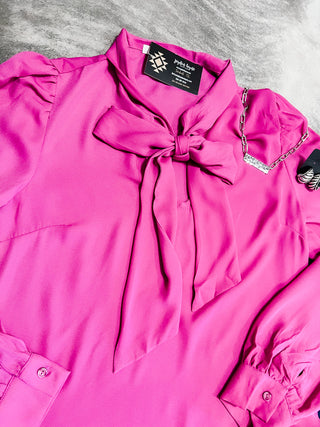 Magenta necktie long sleeve top