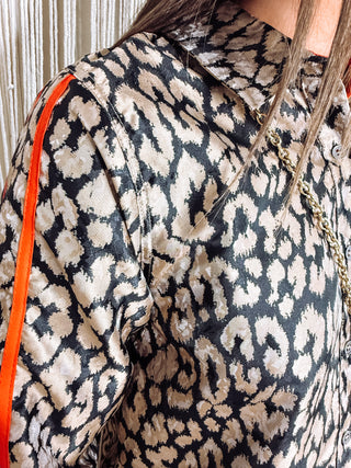 Metallic leopard red contrast dress