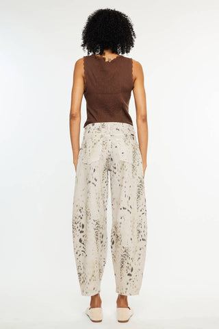 Kan Can high rise horseshoe leg tan leopard print jeans, photo 7