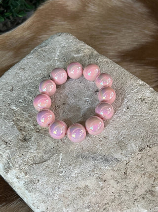 Colorful holographic beaded stretch bracelet