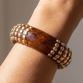 Marbled Bangle With Beaded Stud Rows