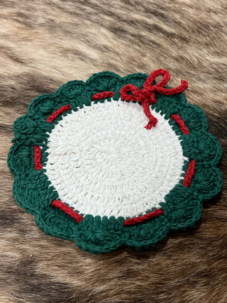 Christmas Wreath Crochet Trivet