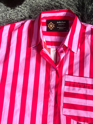Collar Neck Button Down Shirt- Pink