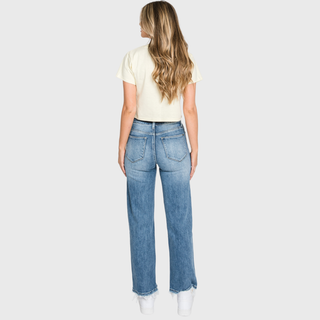 HIGH RISE STRETCH SLIM STRAIGHT JEANS