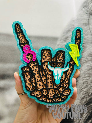 Leopard Western Skelton Rocker Hand Car Freshie 