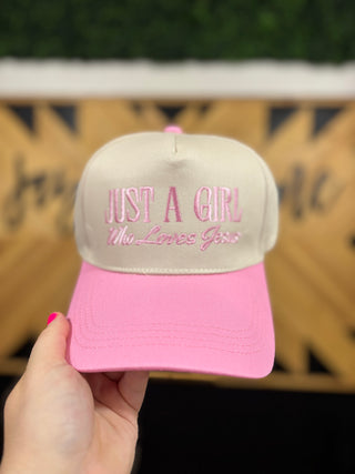Just a Girl Who Loves Jesus Two Tone Canvas Trucker Hat