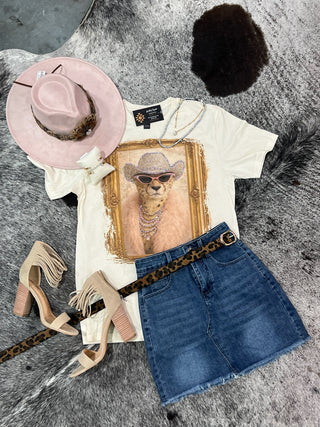 Rhinestone Cowboy Cheetah Portrait Graphic Tee