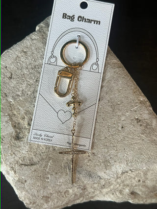 Crystal Cross Carabiner Bag Charm
