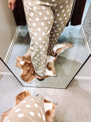 Polka Dot High Rise Straight Leg Pants