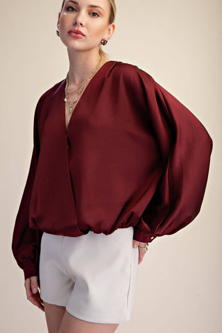 V-Neck Wrap Longsleeve Blouse