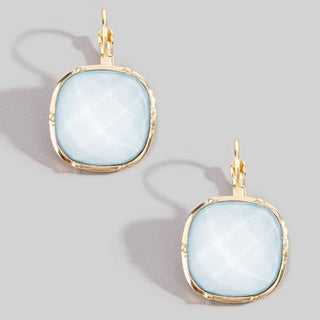 Faceted Cushion Stone Leverback Drop Earrings