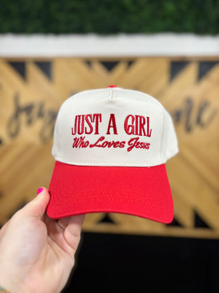 Just a Girl Who Loves Jesus Two Tone Canvas Trucker Hat
