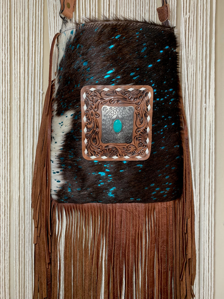 Hair on Hide Turquoise Crossbody