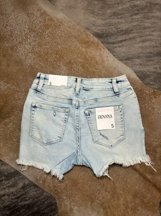 Acid wash denim shorts