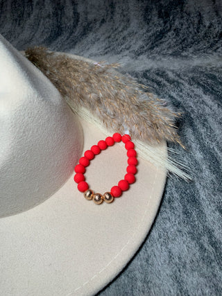 Red and Gold Beaded Bracelet - Jayden Layne