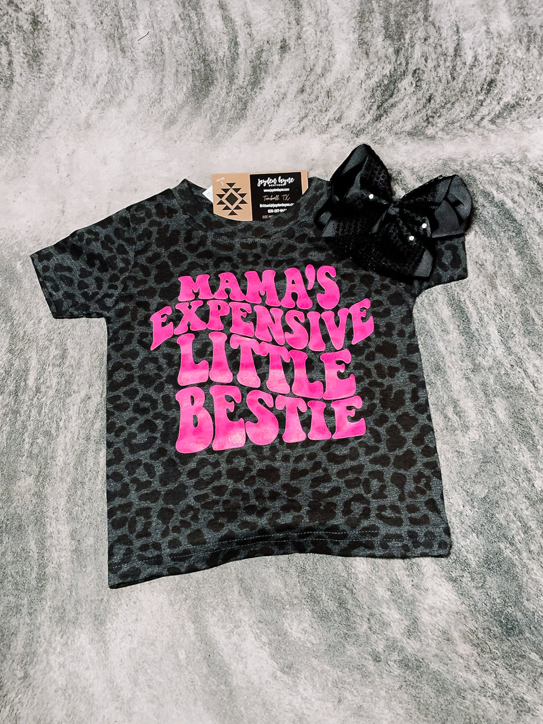Black/Pink Kids Mama’s Expensive Little Bestie Tee