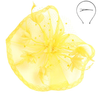 Floral Feathered Sinamay Mesh Fascinator