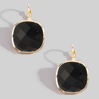 Faceted Cushion Stone Leverback Drop Earrings