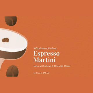 Orange Wood Stove Kitchen Espresso Martini Cocktail and Mocktail Mixer label graphic, 16 fl oz