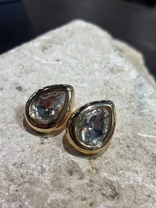 Large Teardrop Crystal Stud Earrings