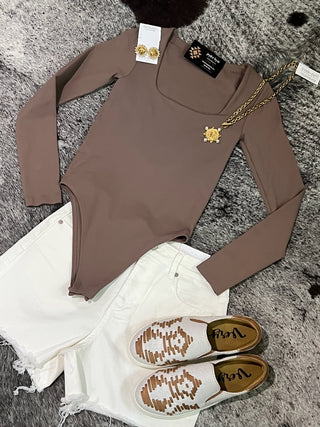 Walnut Square Thick Banded Bodysuit