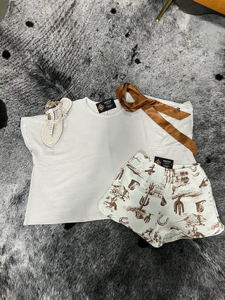 Western Elastic Waist Shorts