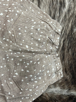 Light Fawn Print Barrel Pants